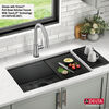 Lavabo de cocina tipo estación de trabajo con un receptáculo calibre 16 de 30" de montaje bajo encimera, con reborde WorkFlow™ y accesorios